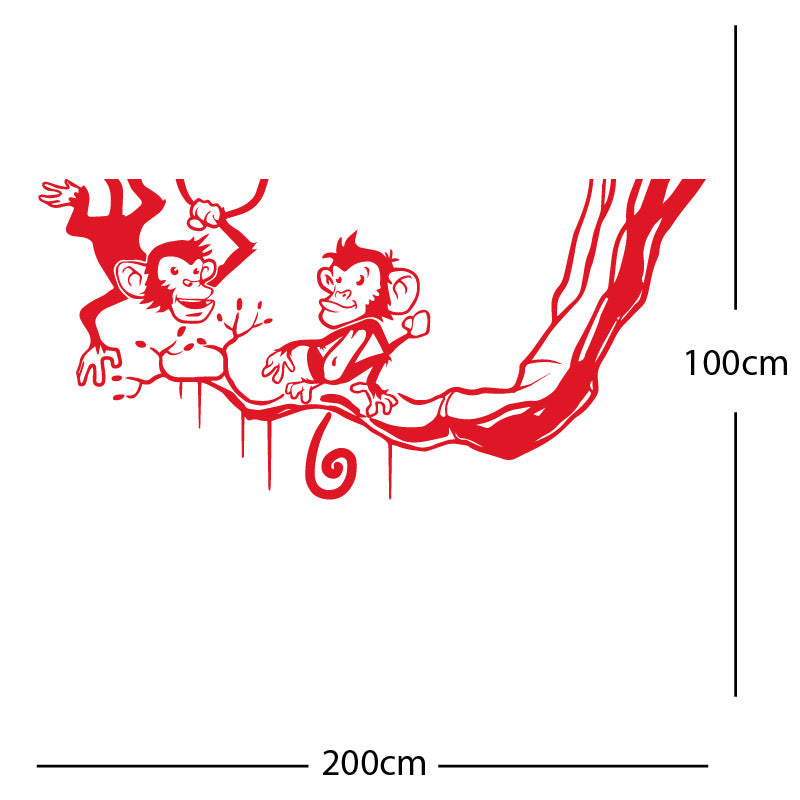 monkey in tree funny wall sticker