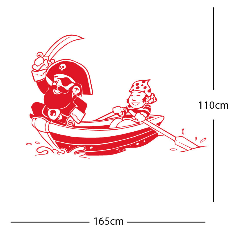 pirate boat and cabin boy wall sticker