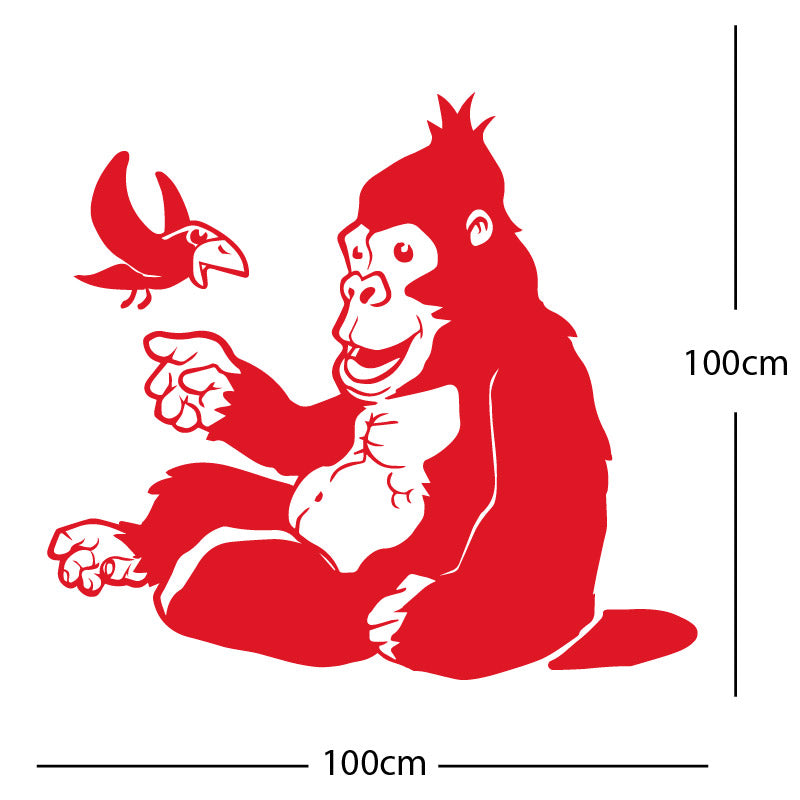 gorilla with bird cute wall sticker