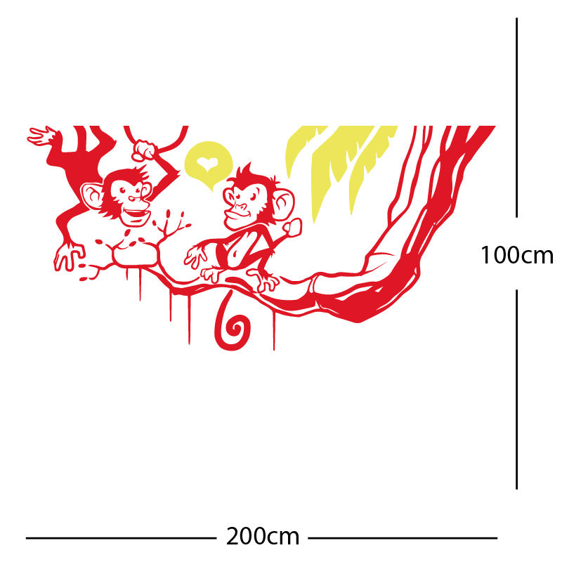 monkey in tree funny wall sticker