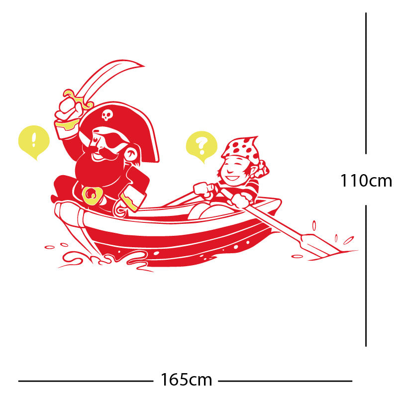 pirate boat and cabin boy wall sticker