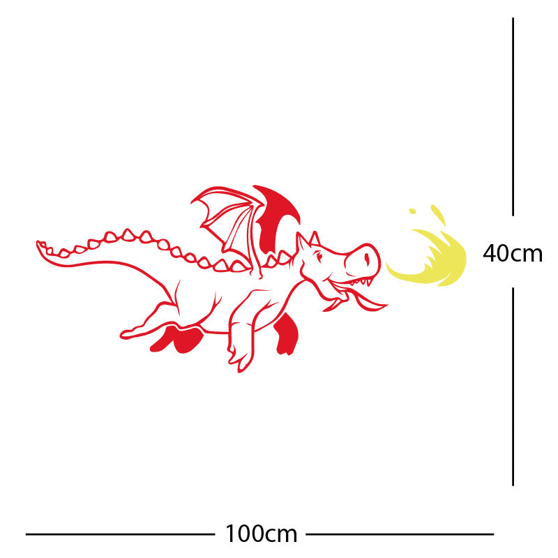 dragon with flames wall sticker