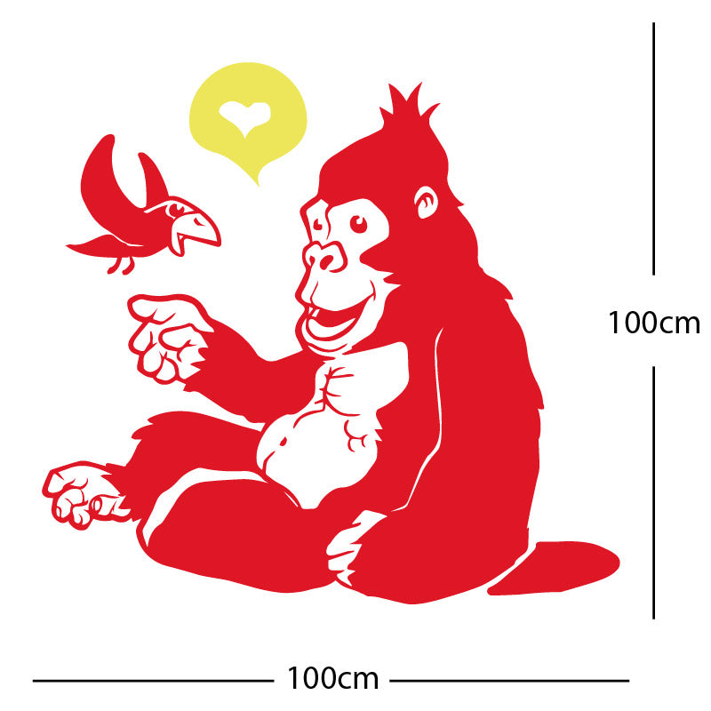 gorilla with bird cute wall sticker