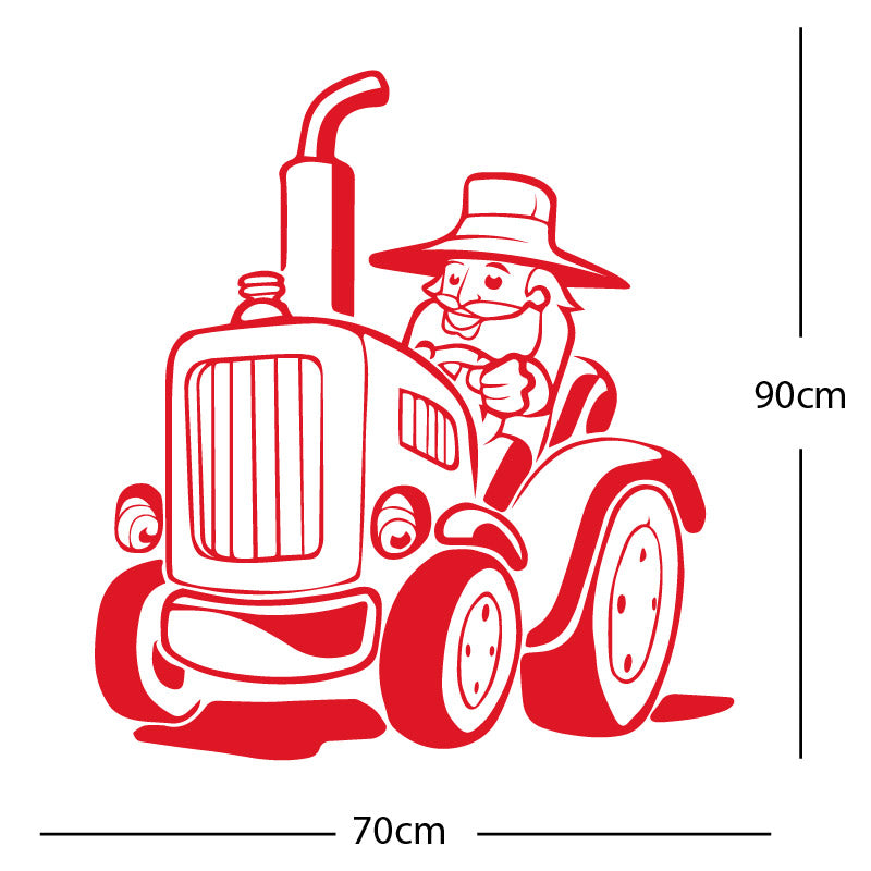 farmer and tractor decal wall sticker