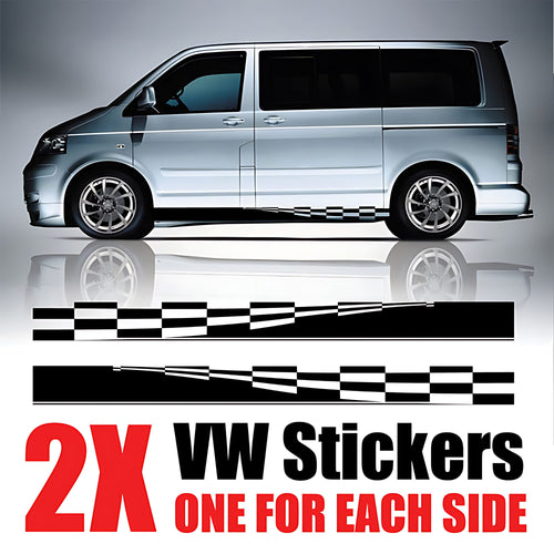 VW Transporter Chequered Bar Side Stripe – Full Length Racing Van Decal