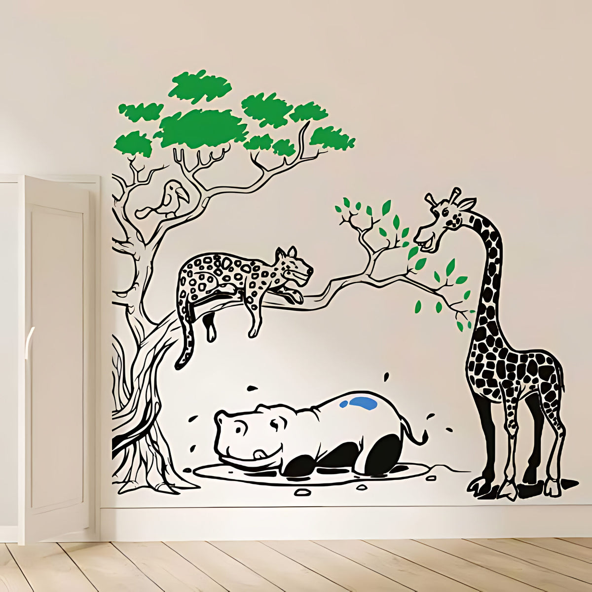 Safari Animal Scene Nursery Wall Sticker