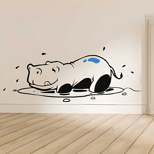 Sleeping Hippo Safari Nursery Wall Sticker