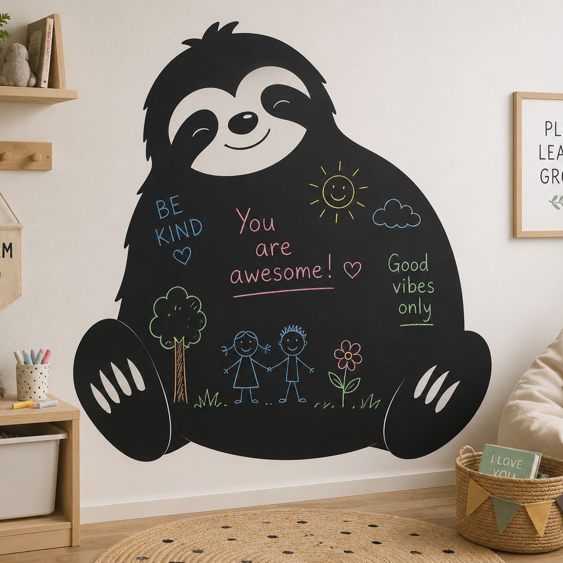 Sloth Chalkboard Wall Sticker for Kids Bedrooms