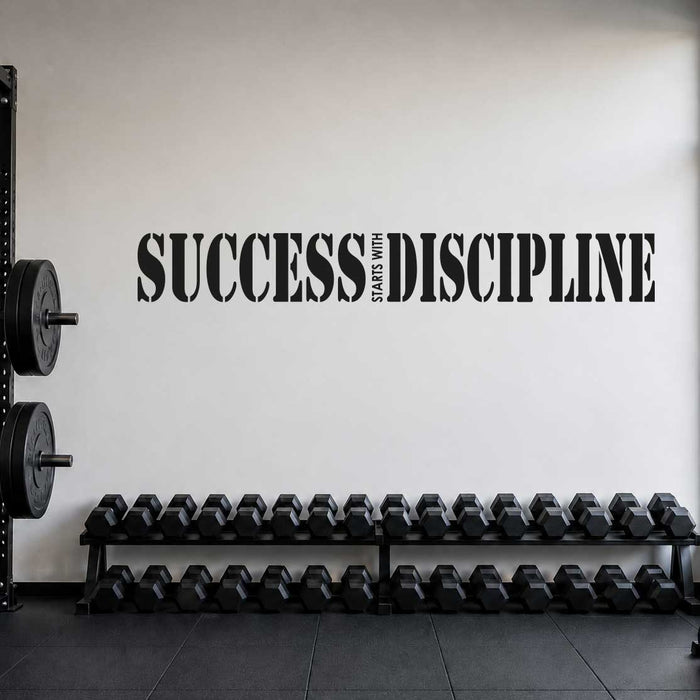 Success Starts With Discipline Gym Wall Sticker – Motivational Fitness Quote Decal
