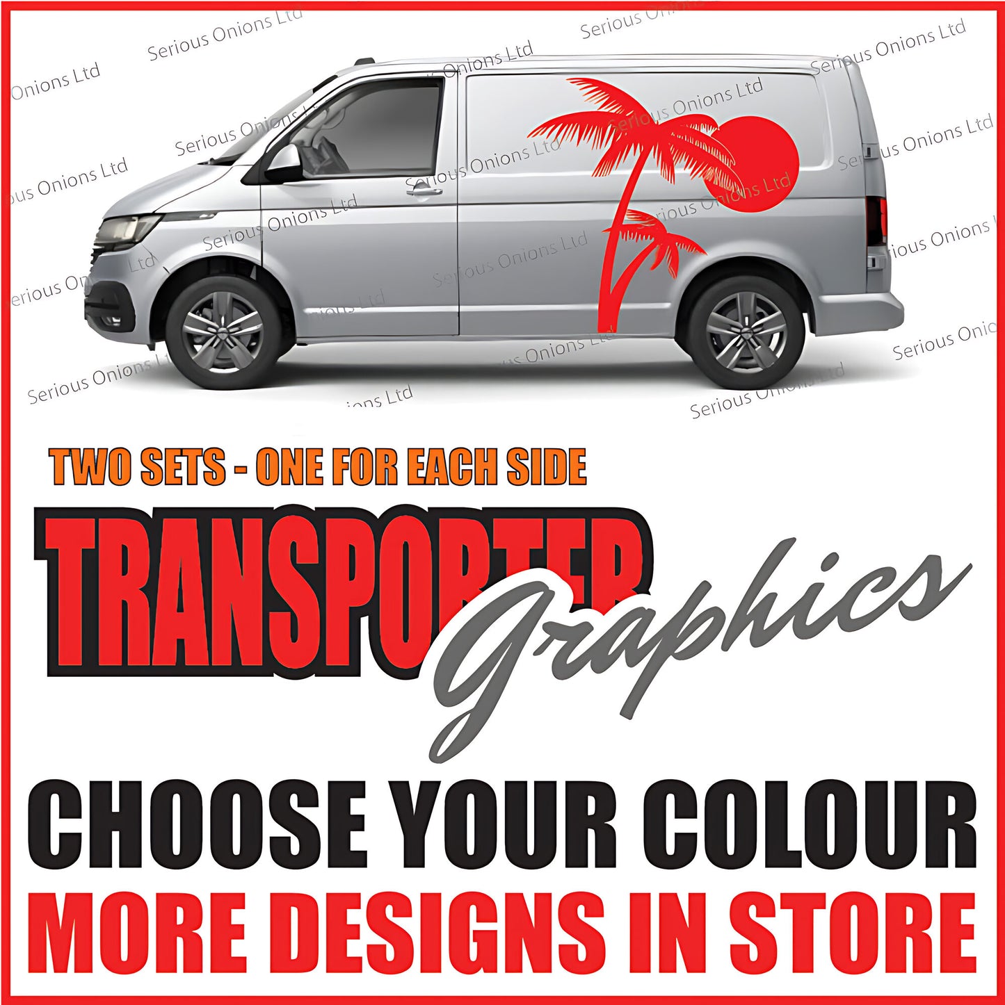 VW Transporter Palm Tree Sunset Side Graphics Stickers and Decals