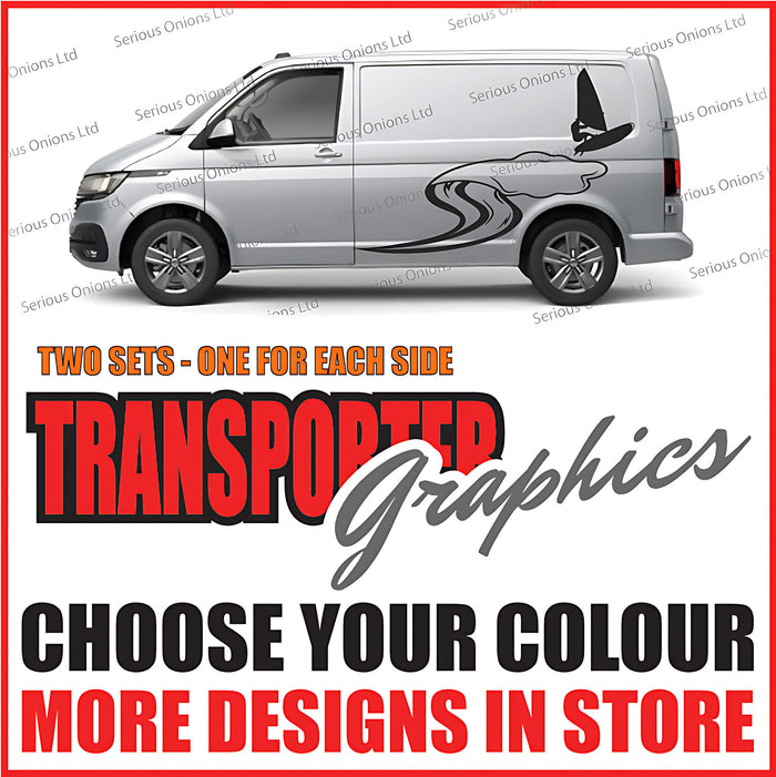 VW Transporter Wave Surf Stripe Side Graphics Stickers and Decals