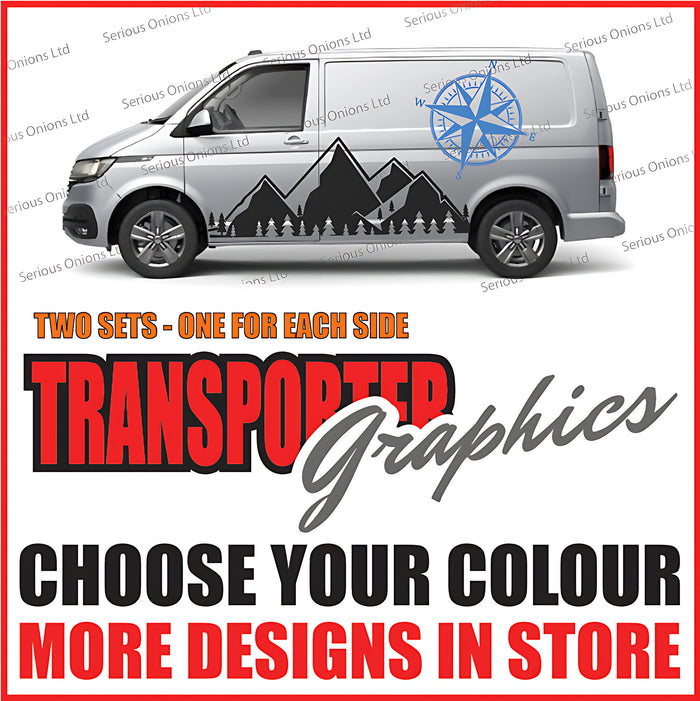VW Transporter T6.1 Mountain Compass Side Stripes – Premium Adventure Graphics