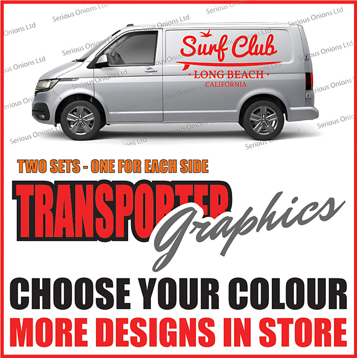 VW Transporter Surf Club Long Beach Side Graphics Stickers and Decals