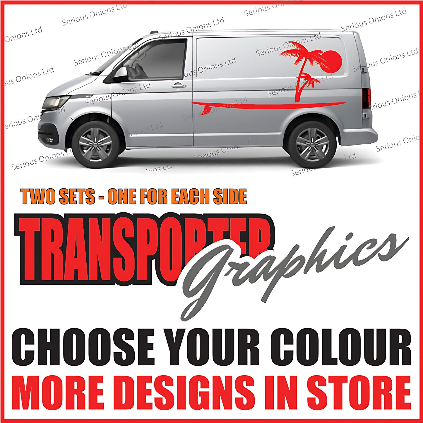 VW Transporter T6 Surf Palm Tree Side Stripes – Modern Coastal Graphics
