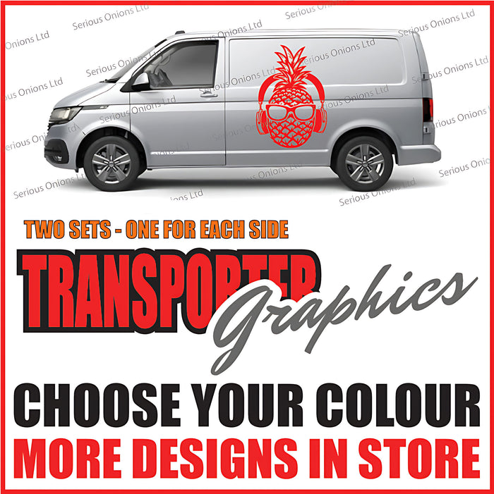 VW Transporter Pineapple Headphones Stickers and Decals
