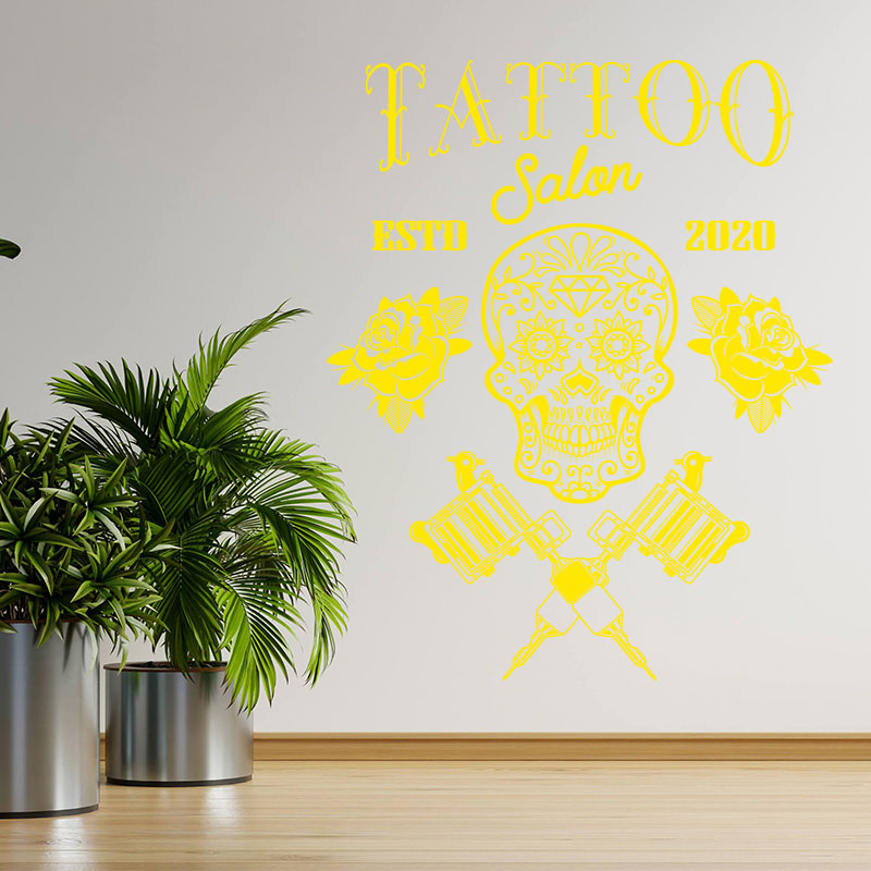 tattooist skull graphics wall sticker