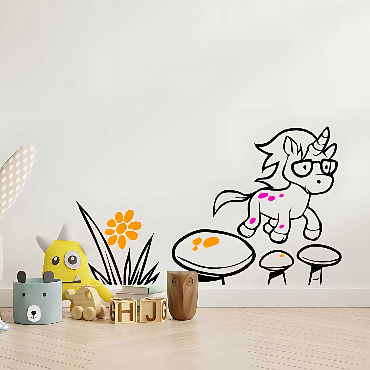 Unicorn with Glasses Nursery Wall Sticker