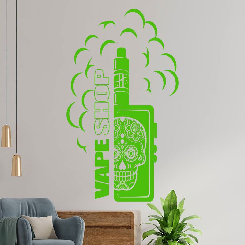 vape shop window decal with wall sticker