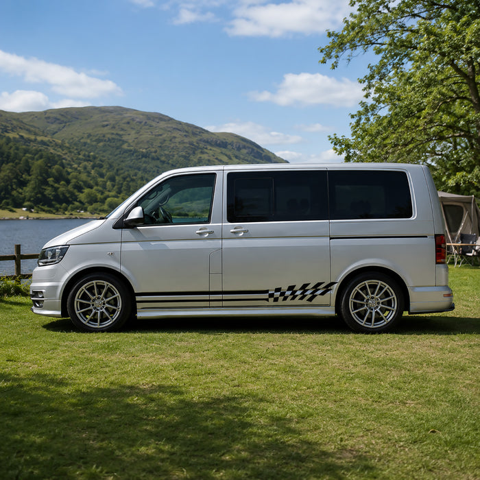 VW Transporter Double Stripe Chequered Flag – Motorsport Side Decal