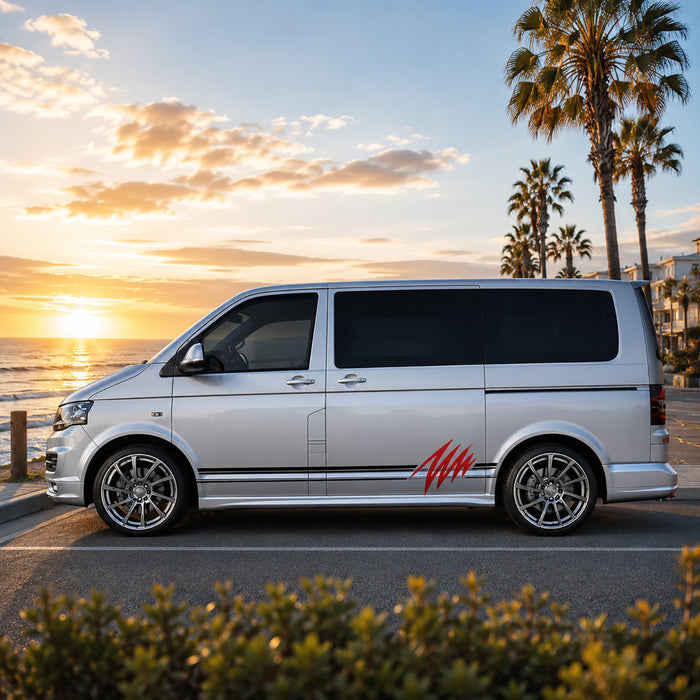 VW Transporter Claw Slash Side Stripes – Aggressive Van Body Graphics