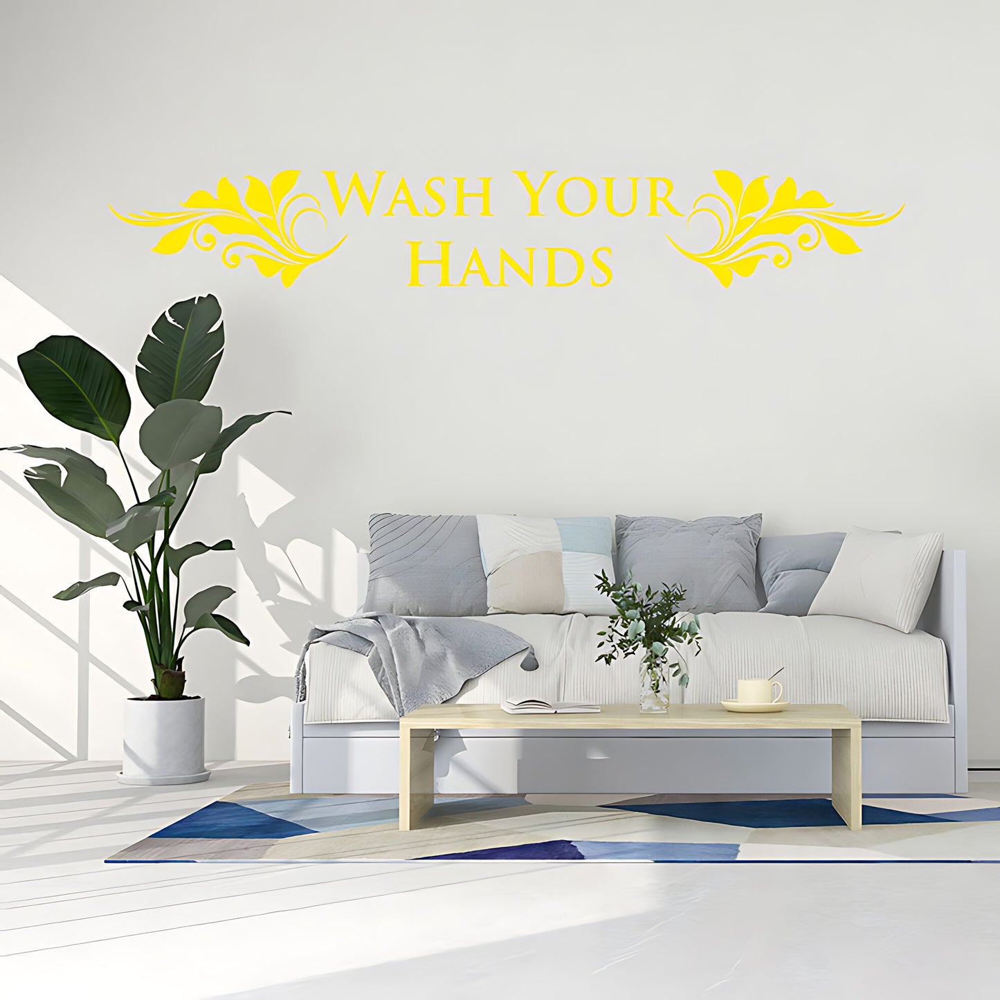 Wash Your Hands Wall Sticker & Decal – Bathroom Toilet Quote