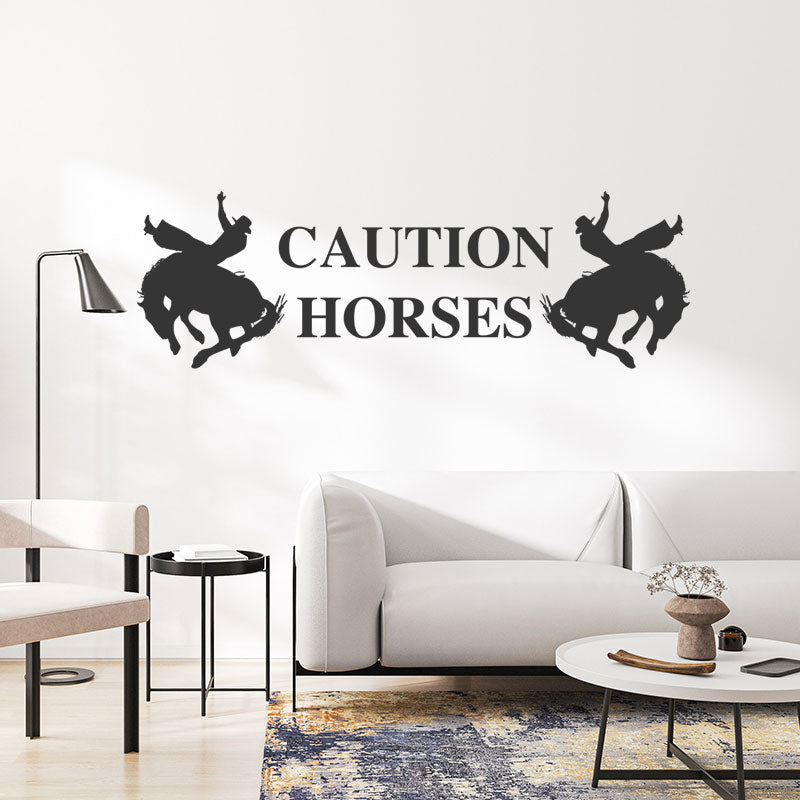 caution horses trailer wall sticker
