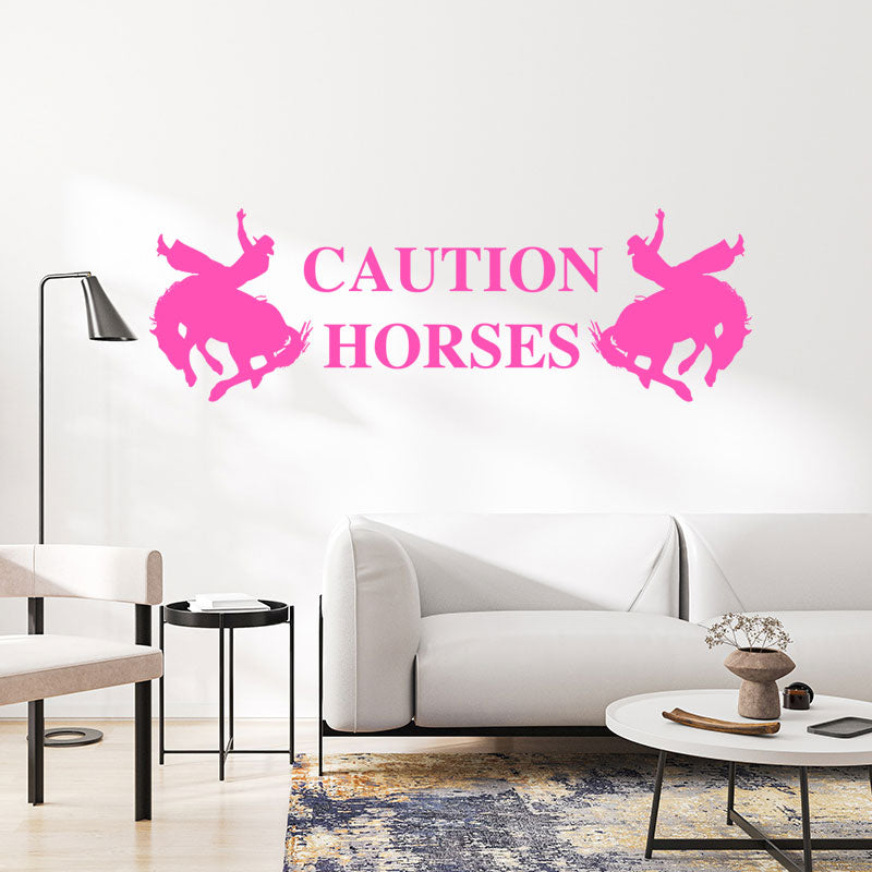 caution horses trailer wall sticker