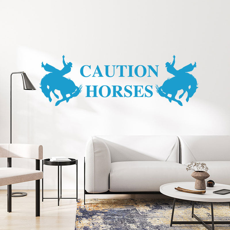 caution horses trailer wall sticker