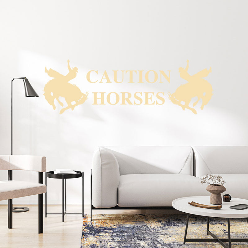caution horses trailer wall sticker