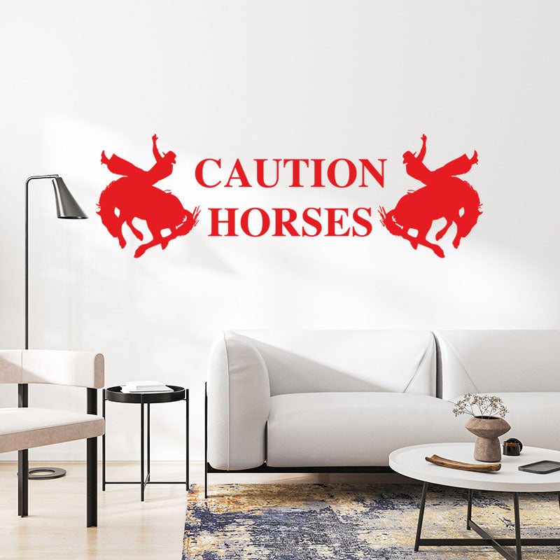 caution horses trailer wall sticker