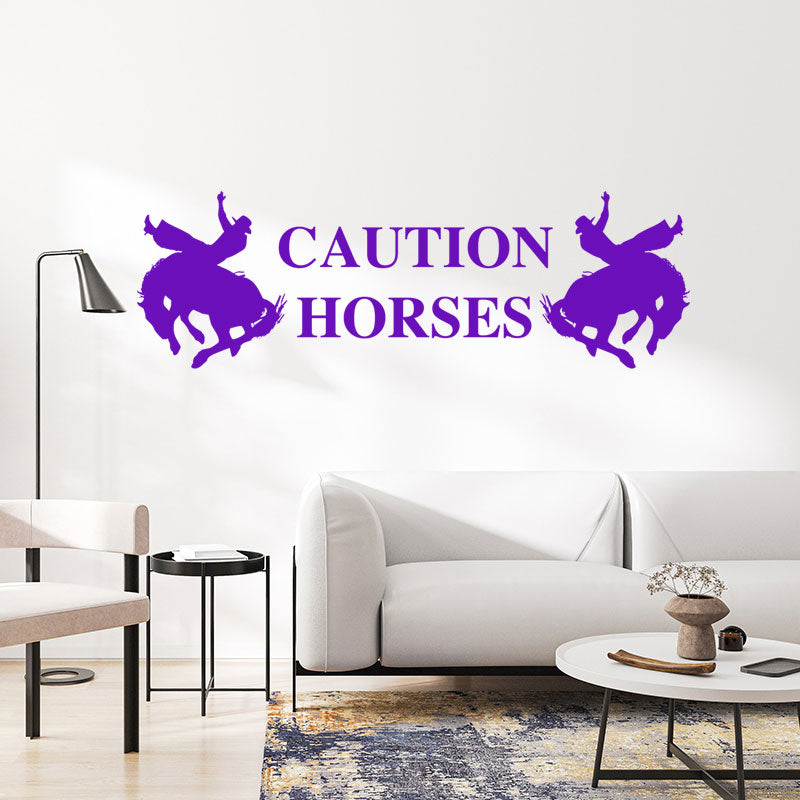 caution horses trailer wall sticker