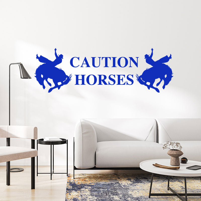 caution horses trailer wall sticker