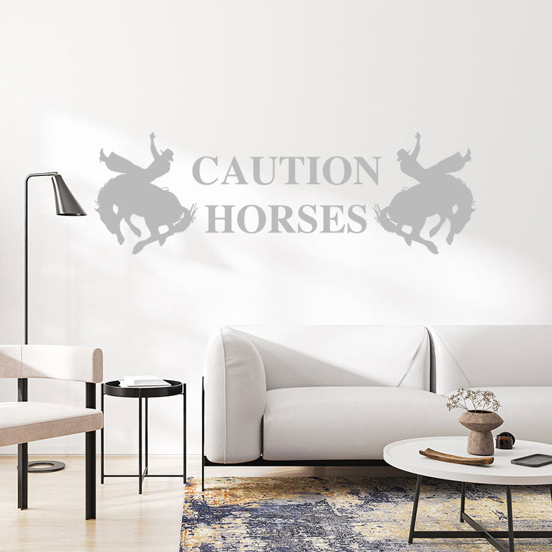 caution horses trailer wall sticker