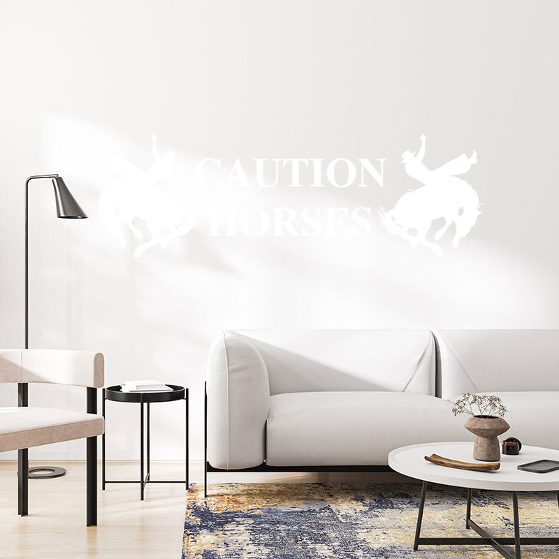 caution horses trailer wall sticker
