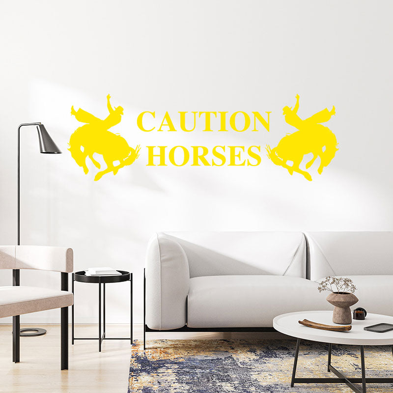 caution horses trailer wall sticker