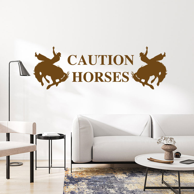 caution horses trailer wall sticker