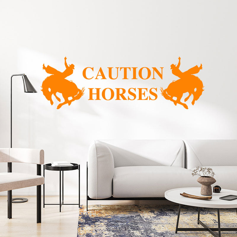 caution horses trailer wall sticker