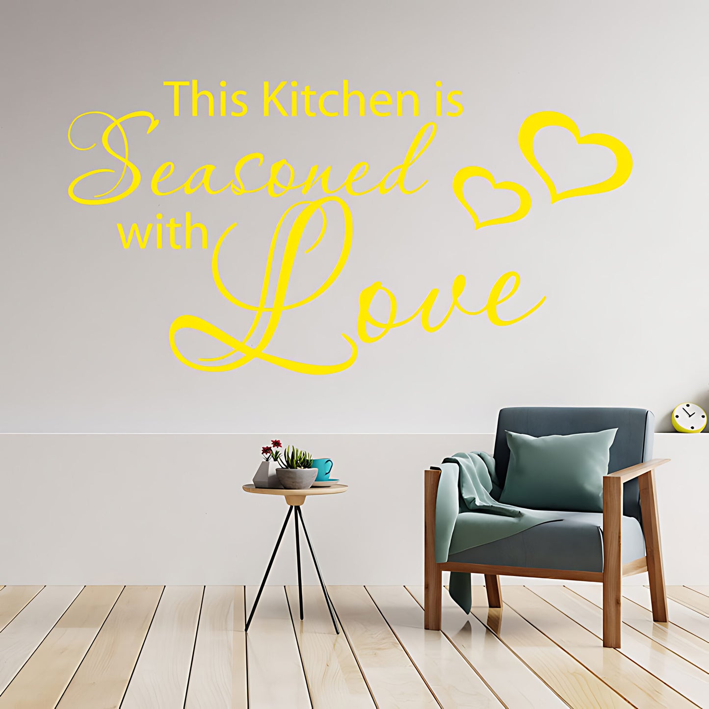 This Kitchen Is Seasoned with Love Wall Sticker – Heart Script Kitchen Decal