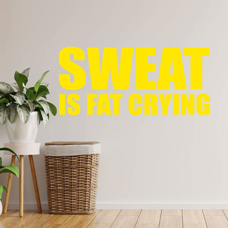 sweat is fat crying motivational gym fitness wall sticker