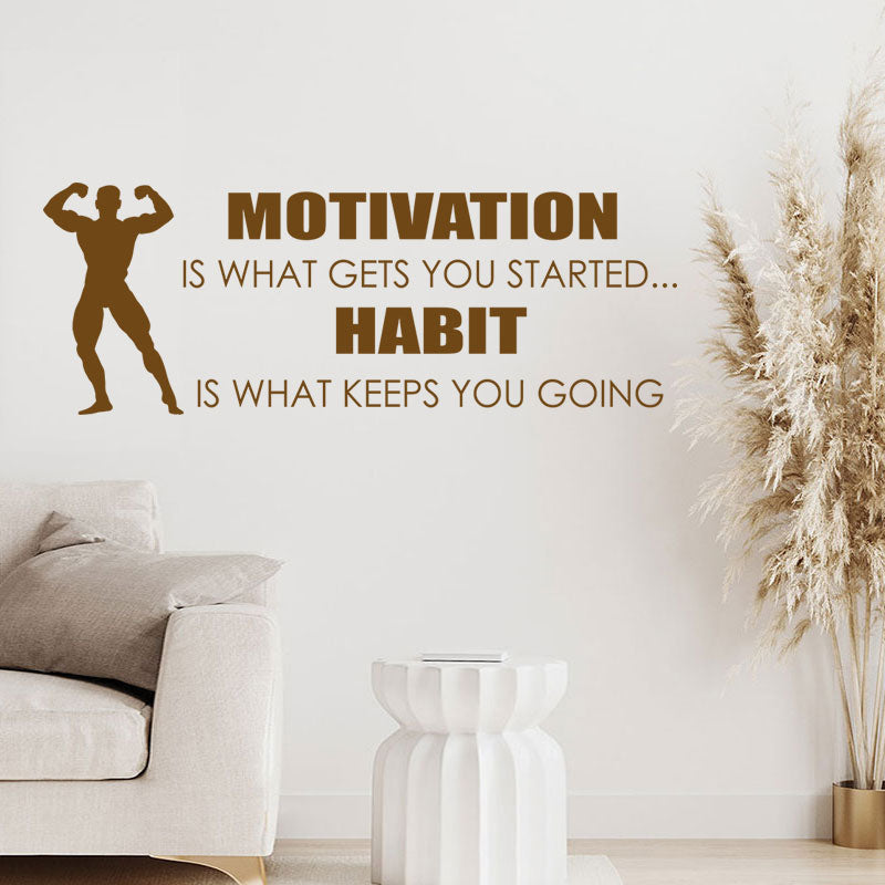 motivation gets you started sports gym quote wall sticker