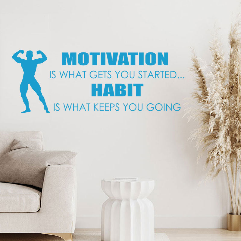 motivation gets you started sports gym quote wall sticker