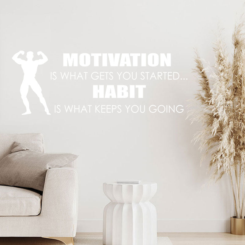 motivation gets you started sports gym quote wall sticker