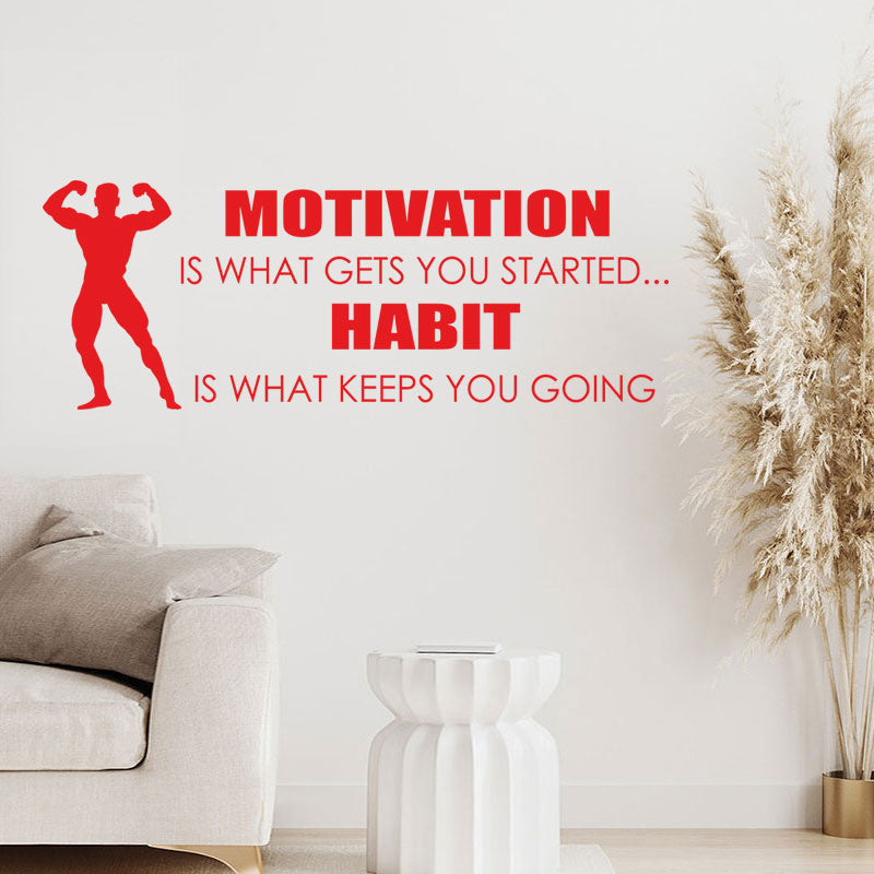 motivation gets you started sports gym quote wall sticker