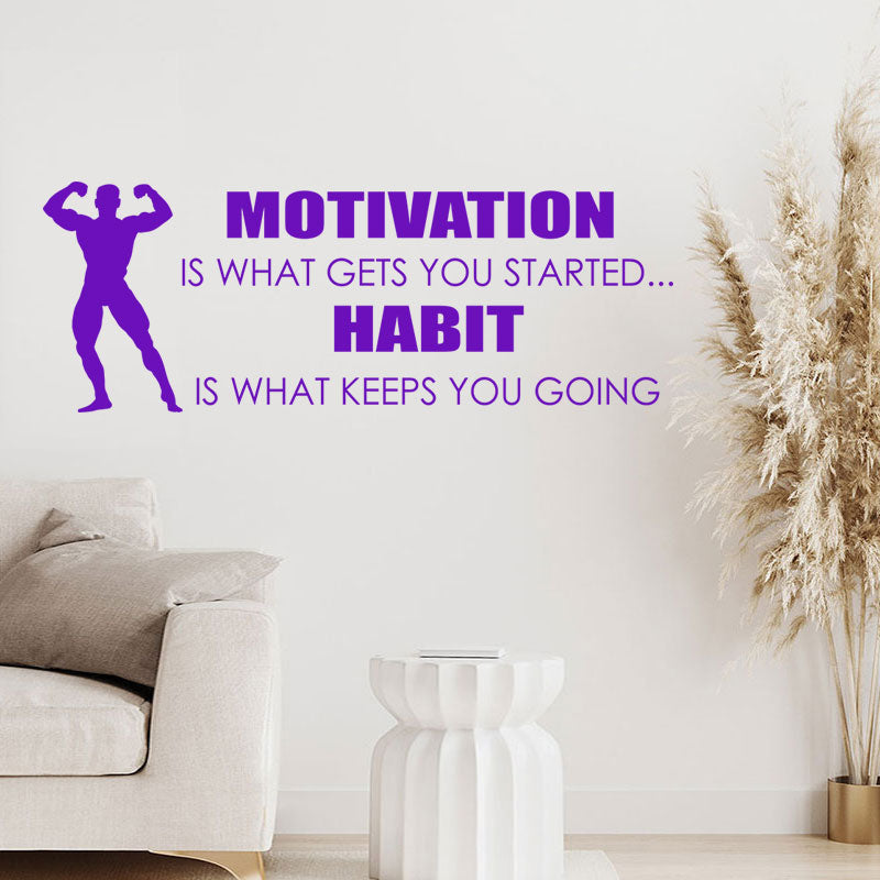 motivation gets you started sports gym quote wall sticker