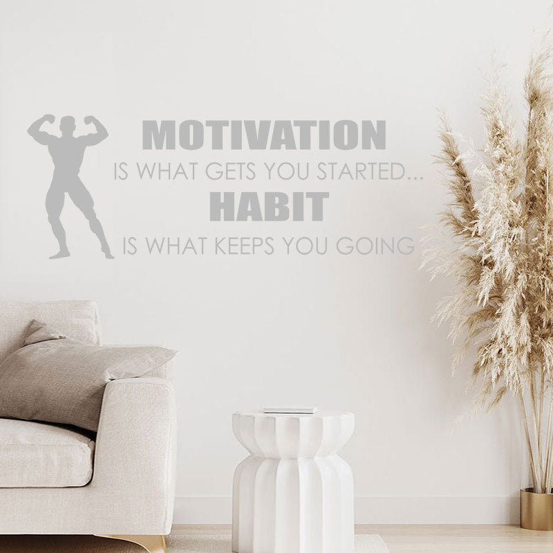 motivation gets you started sports gym quote wall sticker