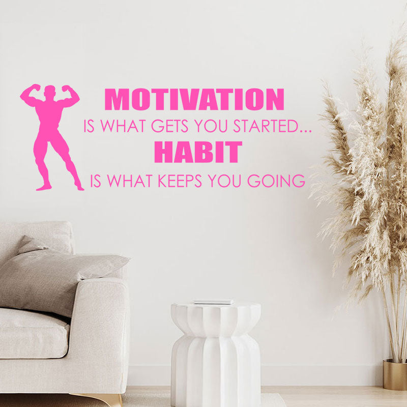 motivation gets you started sports gym quote wall sticker