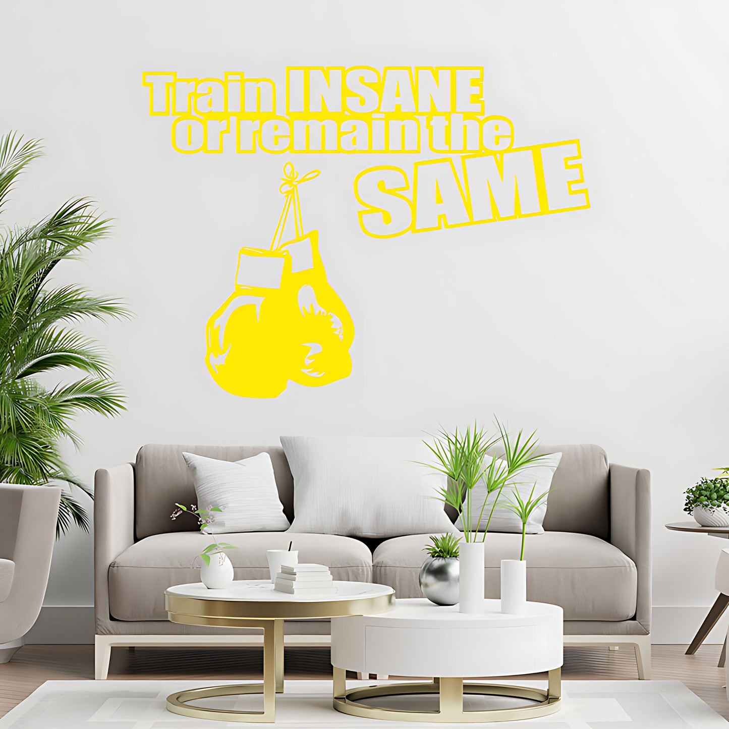 Train Insane or Remain the Same Wall Sticker – Boxing Gloves Gym Motivation Decal