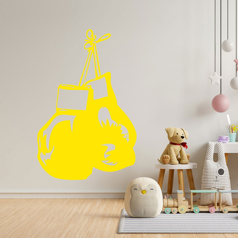 hanging boxing gloves sports gym fitness wall sticker