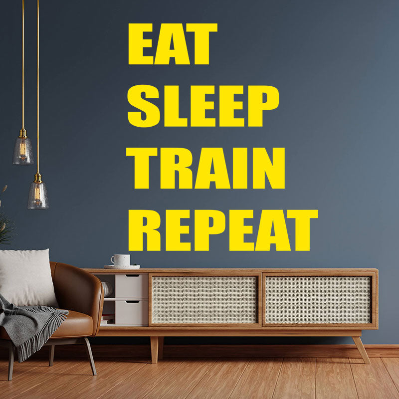 eat sleep train repeat sports motivational gym wall sticker