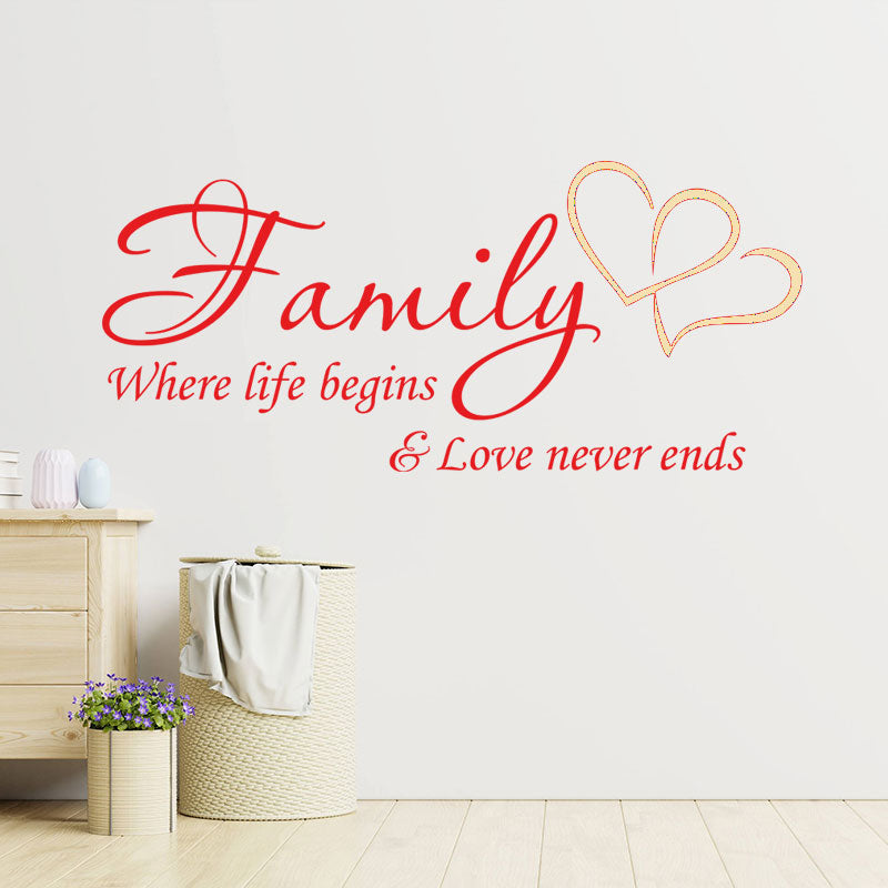 family hearts inspirational wall sticker